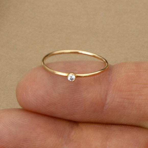 NEW 14K Gold Filled CZ Minimalist Stacking Ring, Everyday Jewelry Christmas Gift - Picture 7 of 8